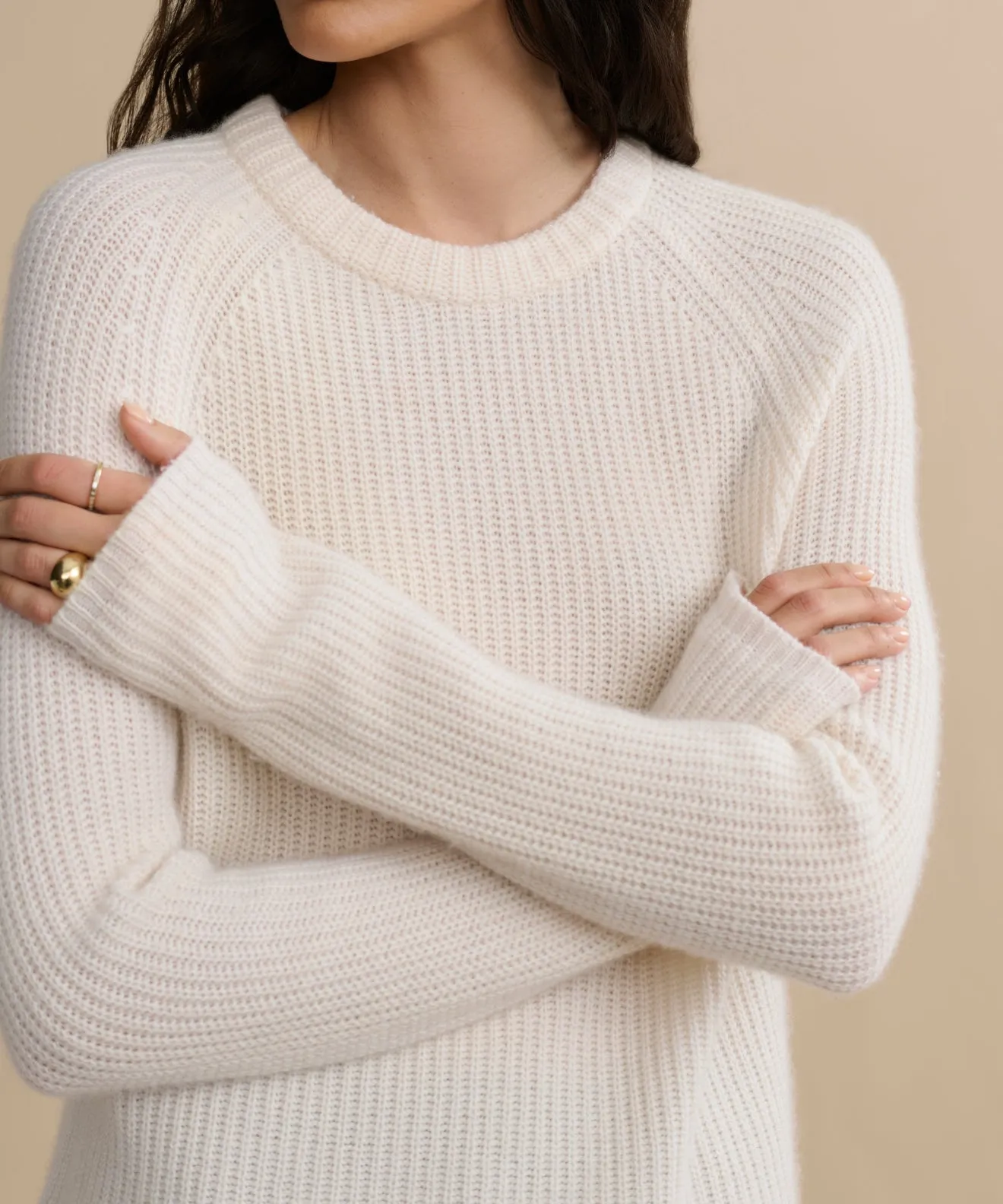 ribbed texture Cashmere Fisherman Sweater