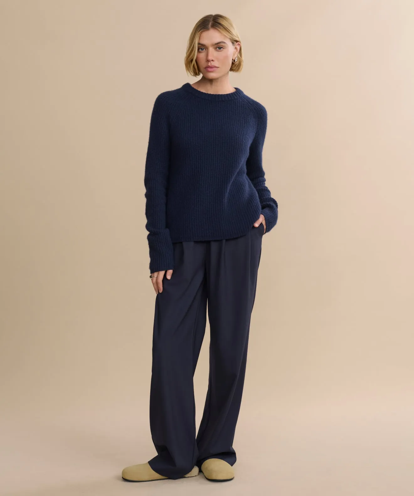 Cashmere Fisherman Sweater Classic Layer EcoCertified Wool Blend