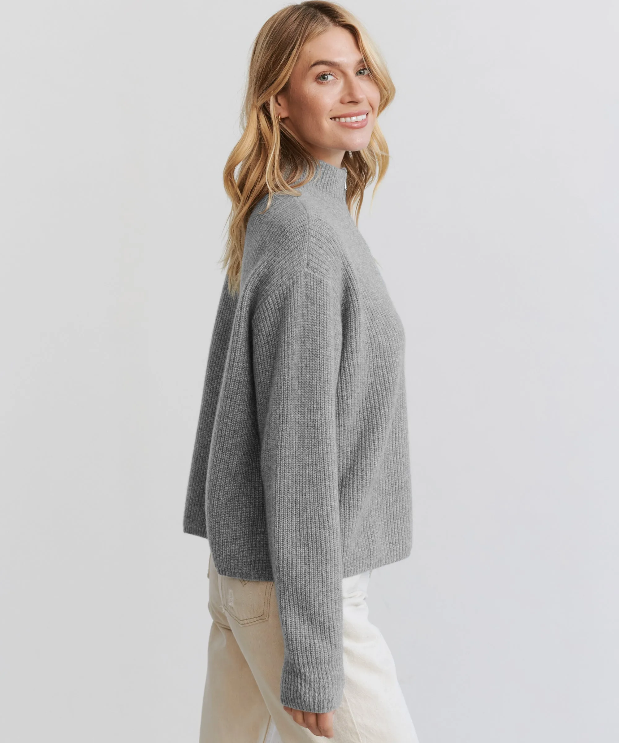 Cashmere Half Zip Walk In Park Autumn Ready