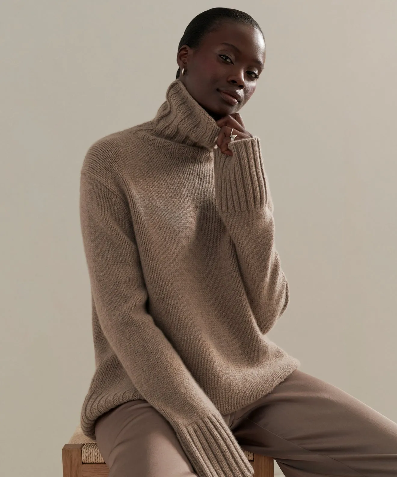 Street Casual Style YarnDyed Stripes Cashmere Jet Turtleneck