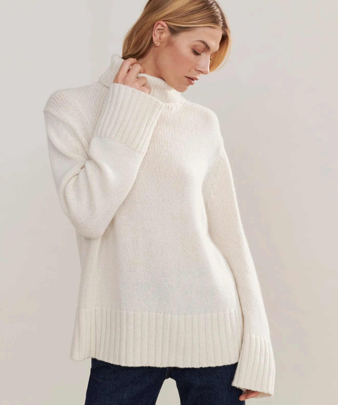 Durable Elasticity Sustainable Material Cashmere Jet Turtleneck