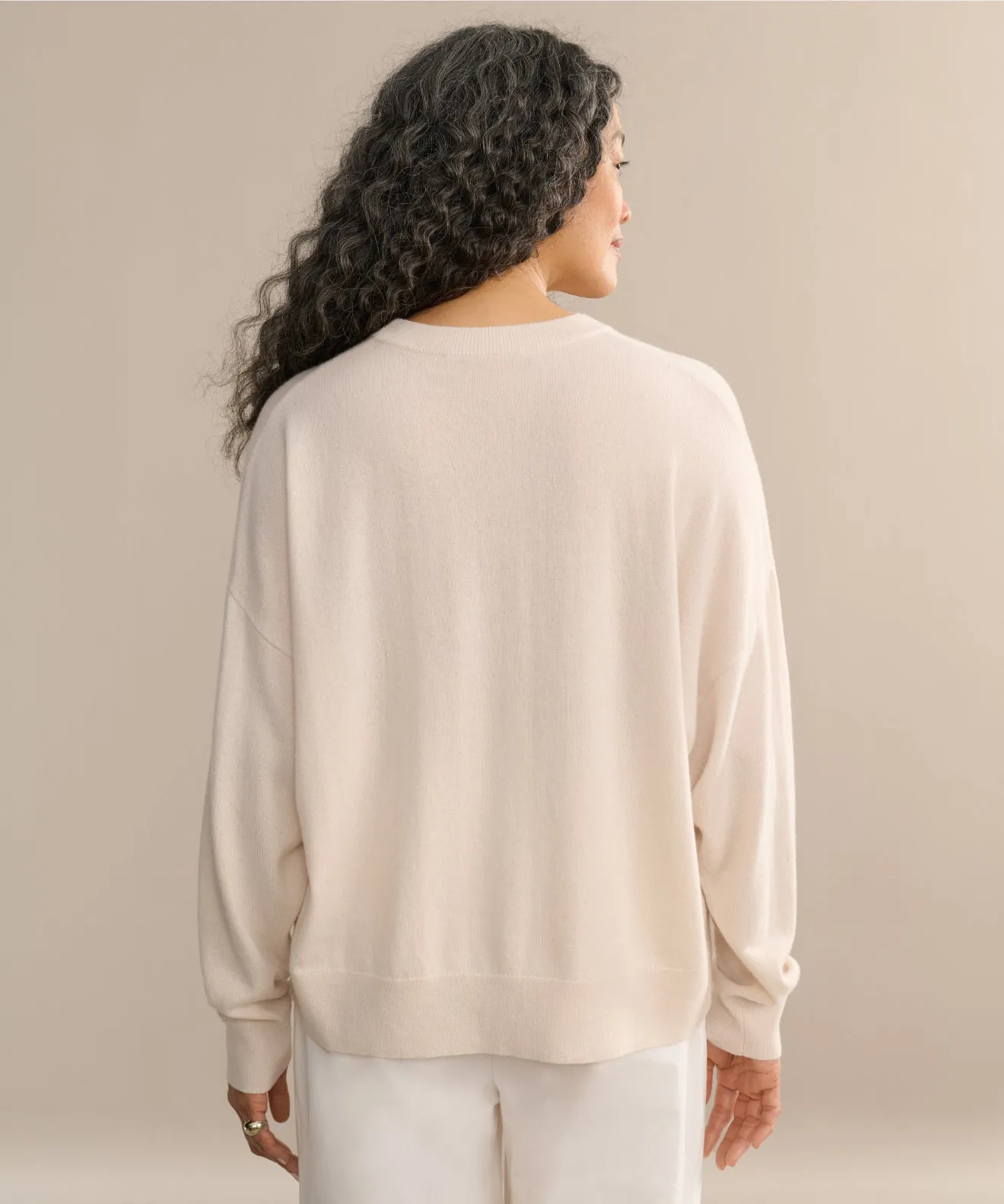 Cashmere Marina Crewneck Layered Ventilation Design
