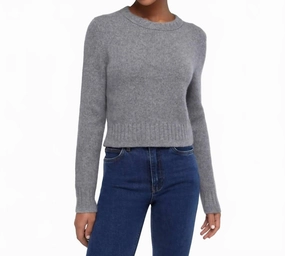 Cashmere Baby Round Neck Sweater In Grey Heather Cozy Warmth Chilly Layering