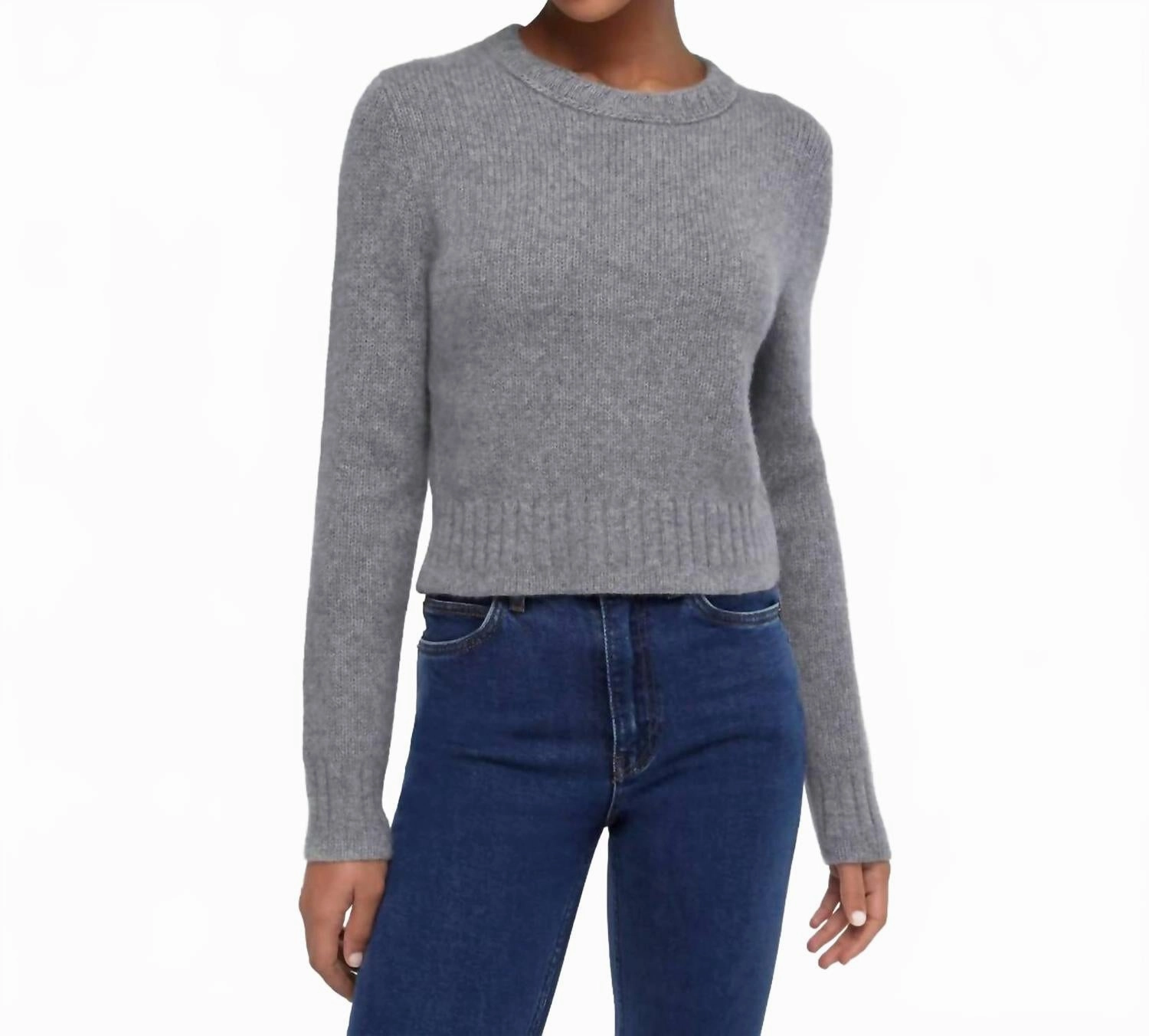 Casual Vibes Cashmere Baby Round Neck Sweater In Grey Heather