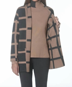 Reversible Cardigan In Charcoal/camel Lightweight Layer