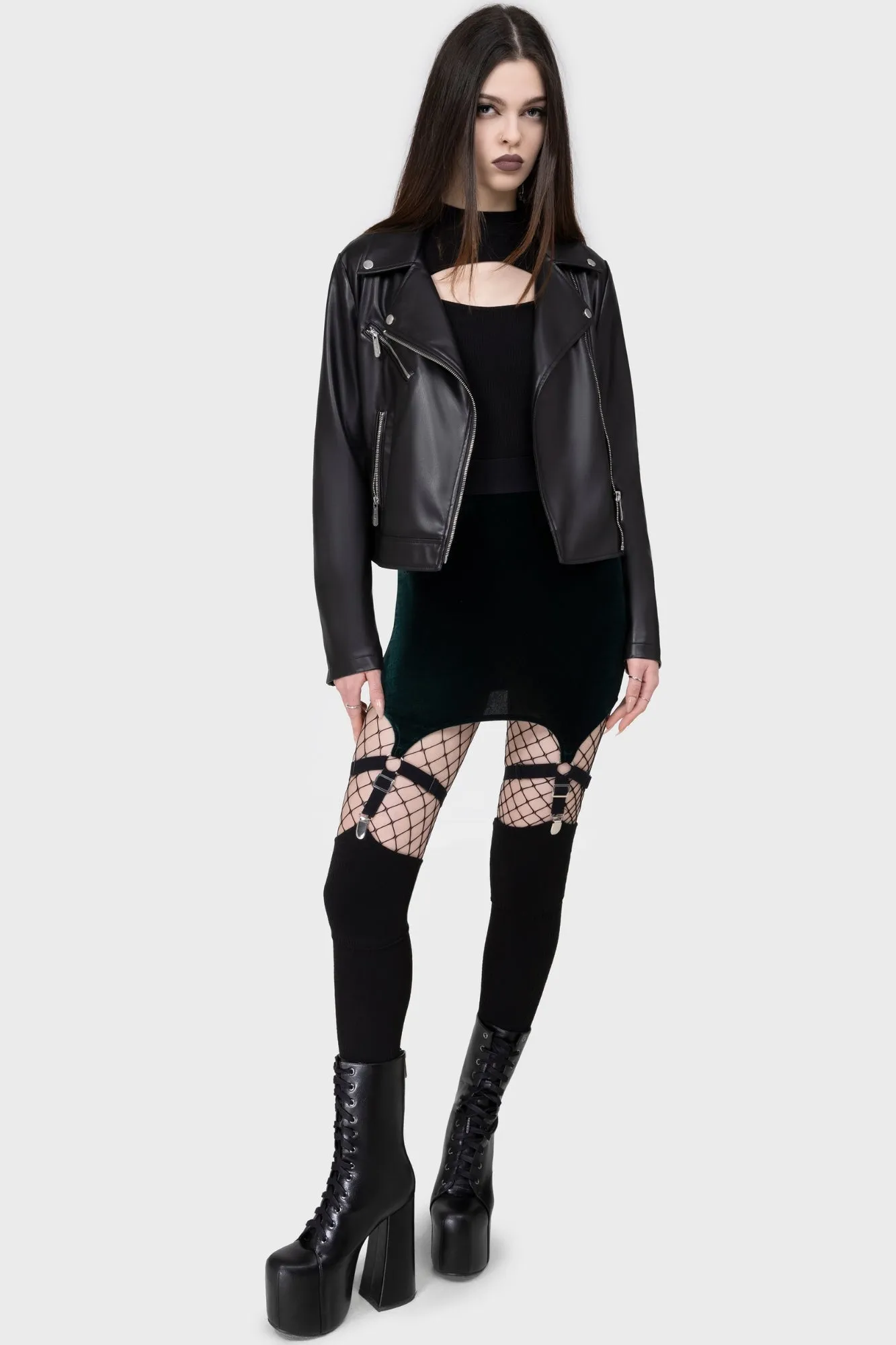 Suede Feel Cassandra Velvet Mini Skirt [EMERALD]