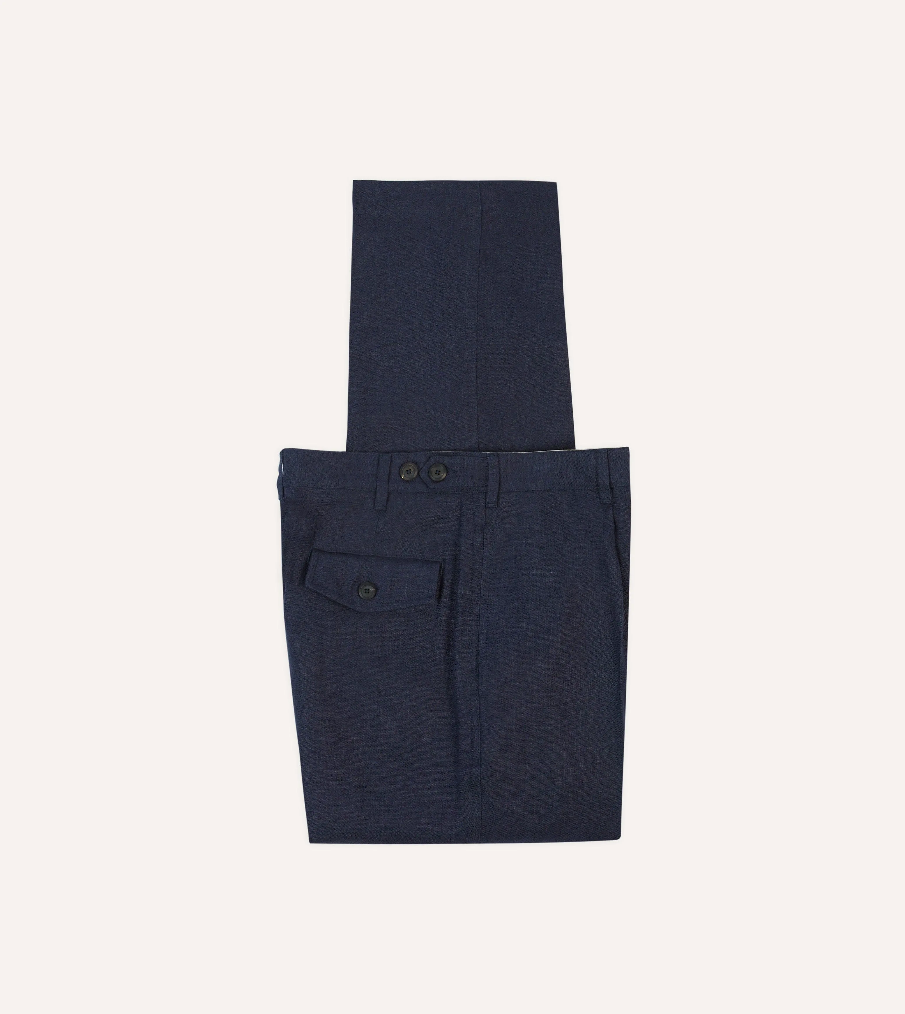 Navy Antique Linen Games Trousers Essential Wearable All Season Versatility
