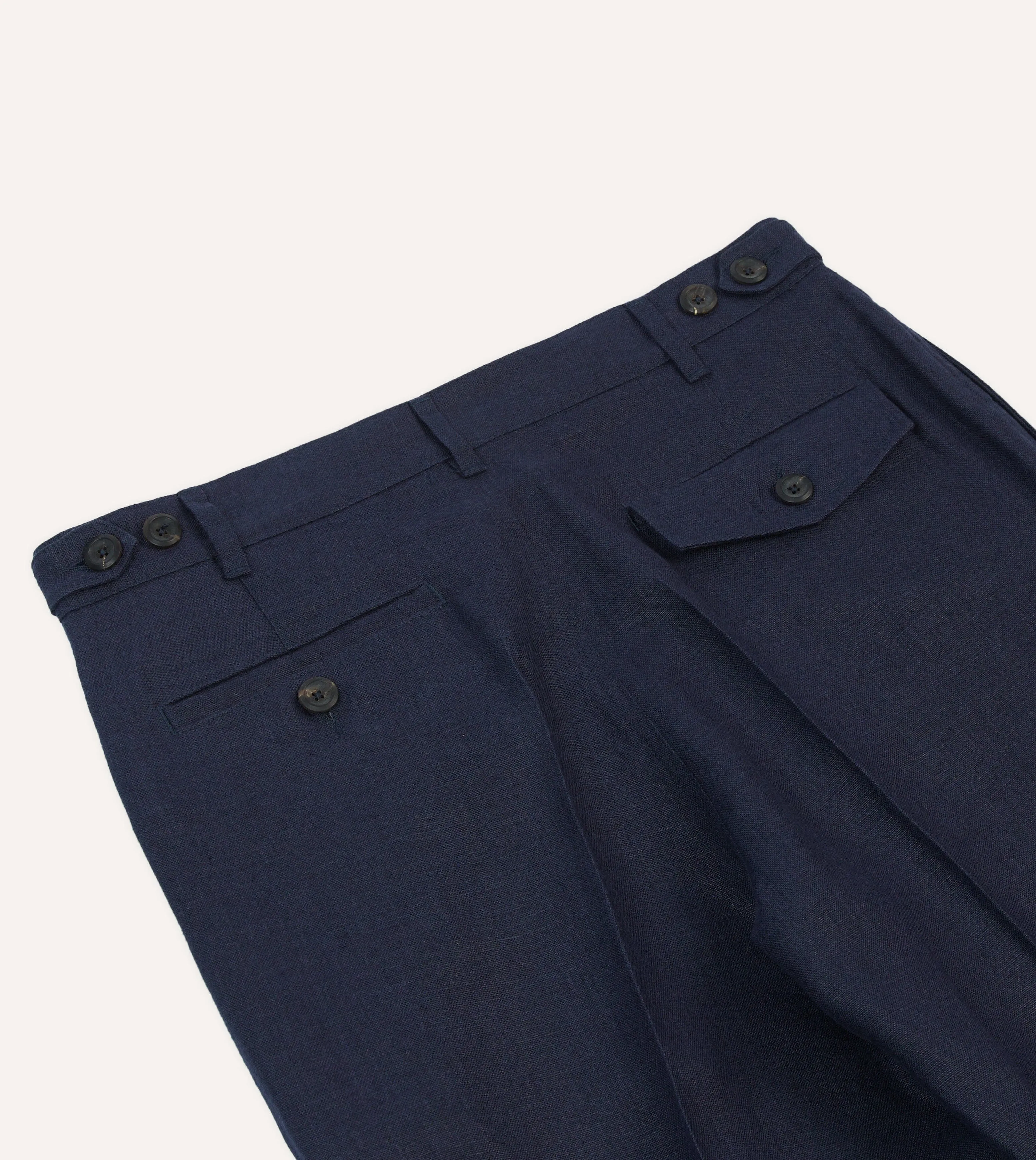 Flexible Knee Articulation SecureCargoPockets Navy Antique Linen Games Trousers