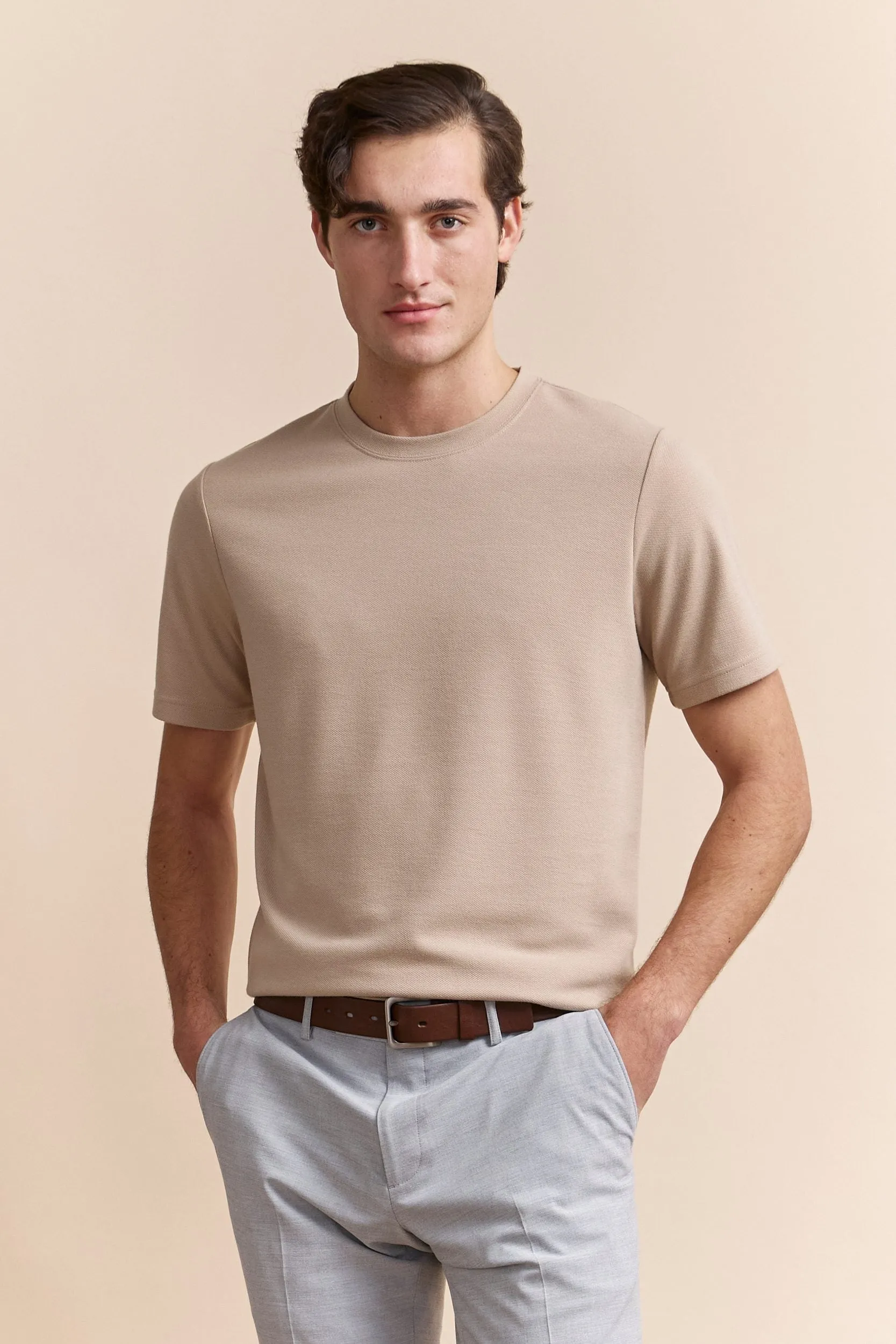 Textured crew neck t-shirt Light Comfort Style Playful Design