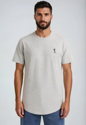 ESSENTIAL SWAG CURVED HEM GREY MARL T-SHIRT Airflow Ventilation Feminine Appeal