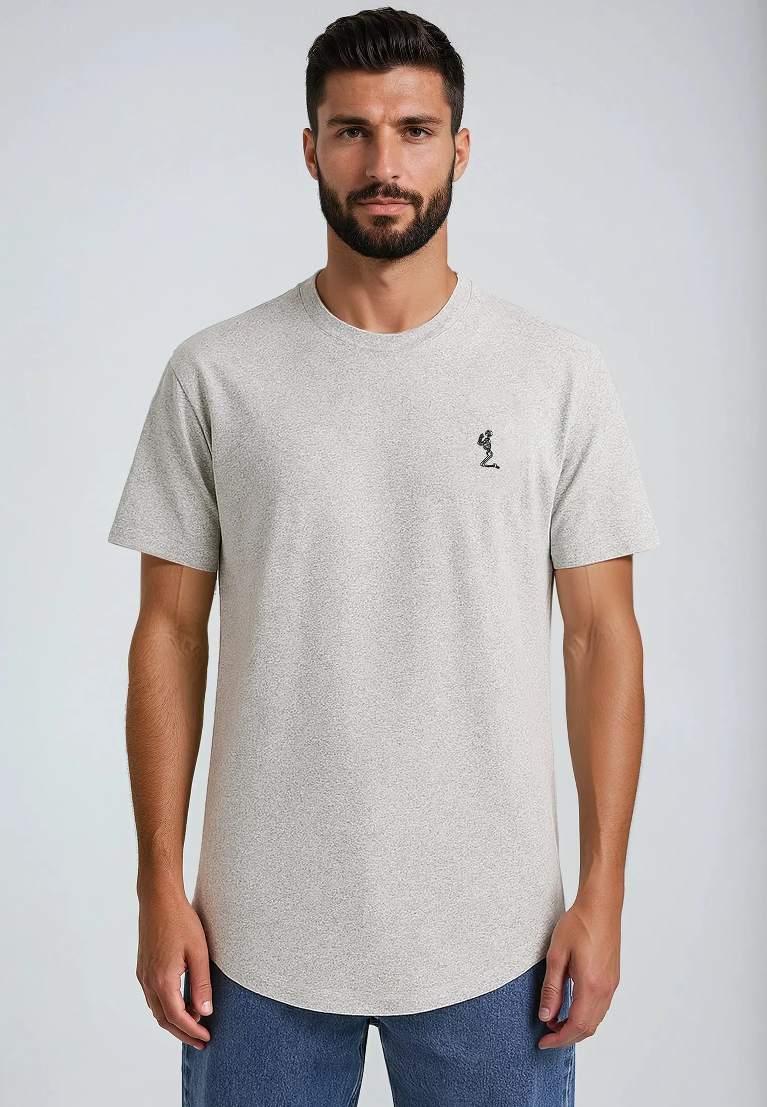 Moisture Management Fabric ESSENTIAL SWAG CURVED HEM GREY MARL T-SHIRT
