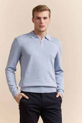 Contrasting details knitted polo Flatlock stitching Lightweight Knit