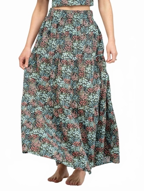 Abby Midi Skirt In Tiny Garden quick dry Hemp Blend