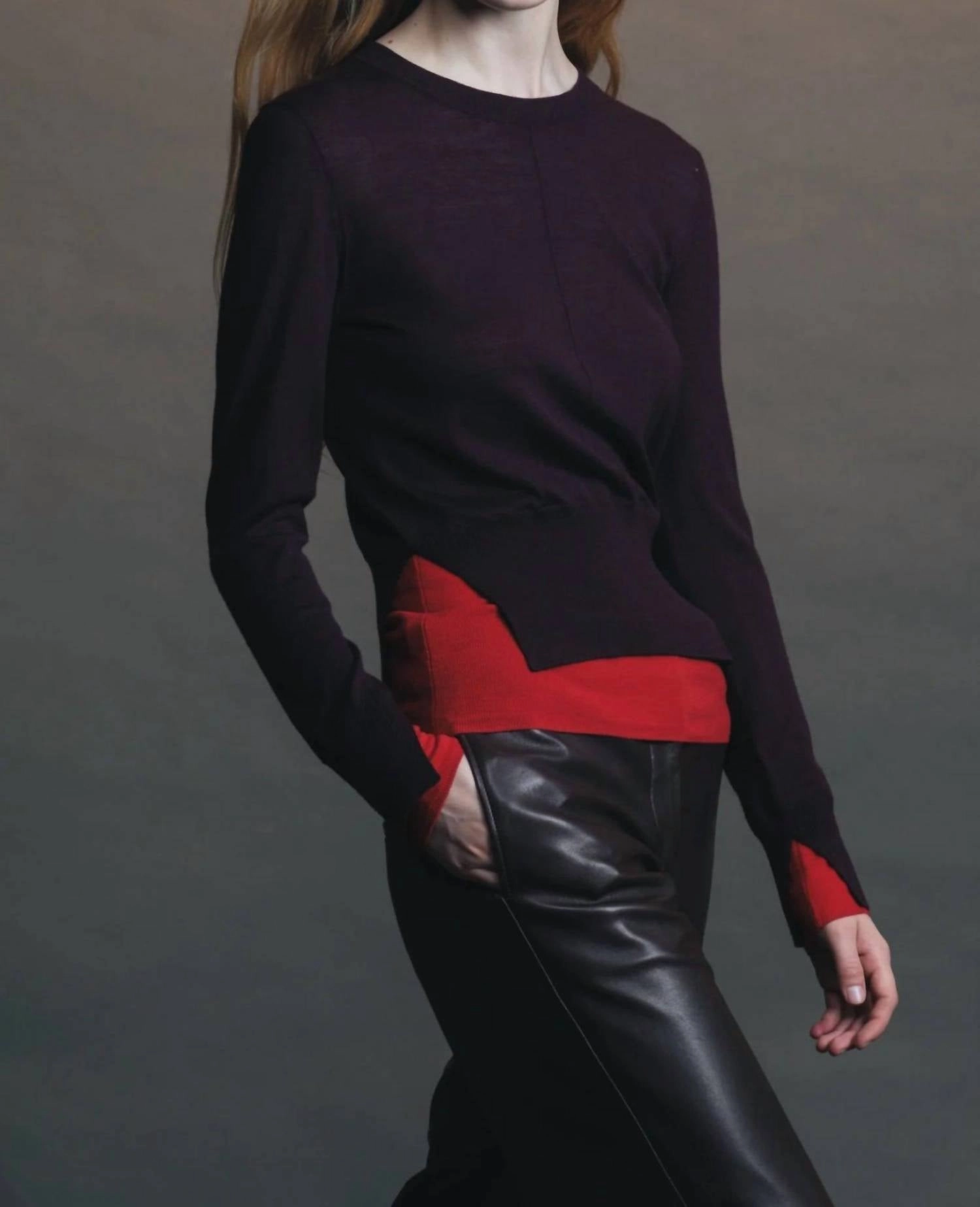 Myra Layering Sweater In Tomato/burgundy Eco Certified Fabrications Seasonal Wear