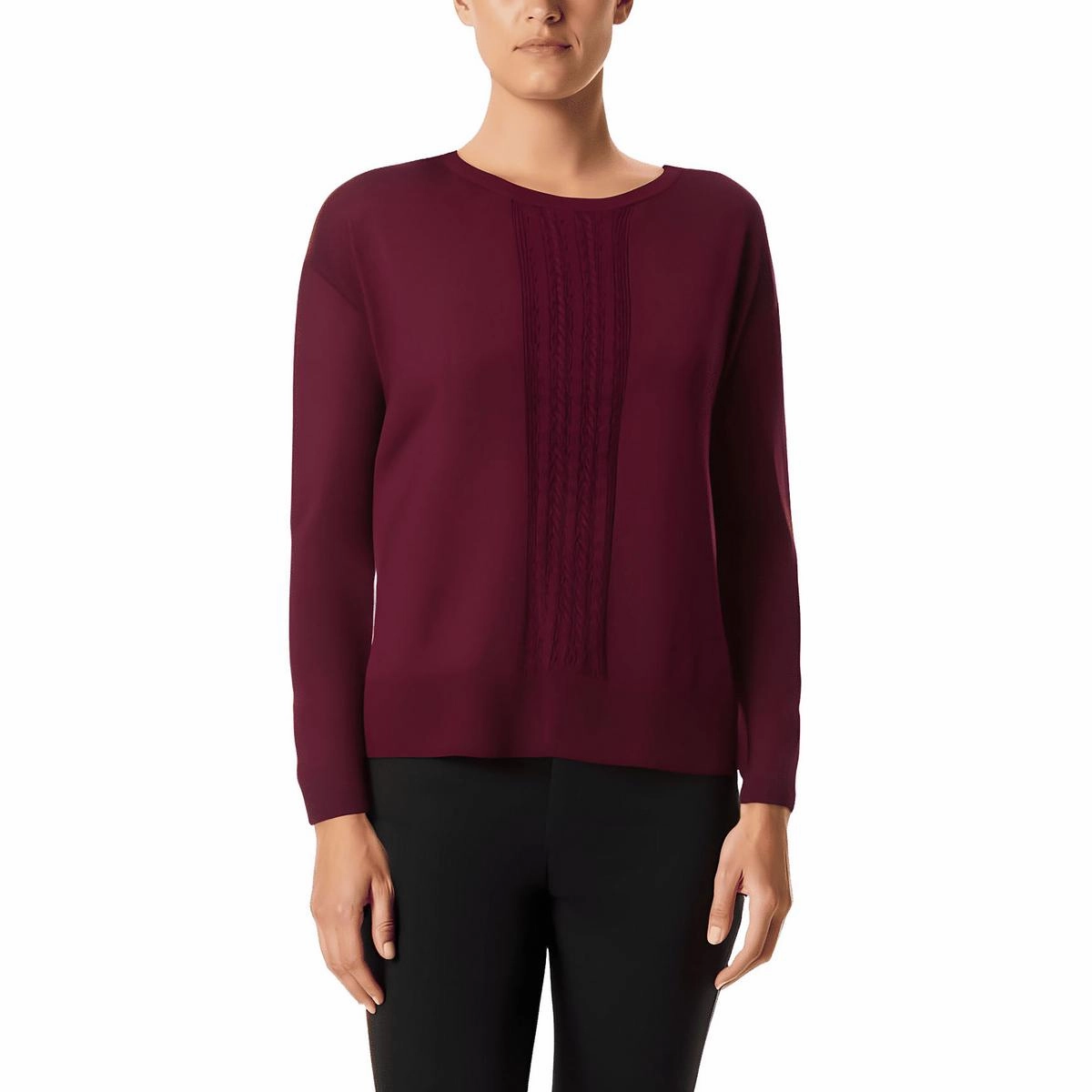 Lightweight insulation Womens Solid Cable Knit Crewneck Sweater