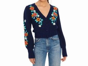 Piper Long Sleeve Cardigan In Blue Odor Resistant Finish