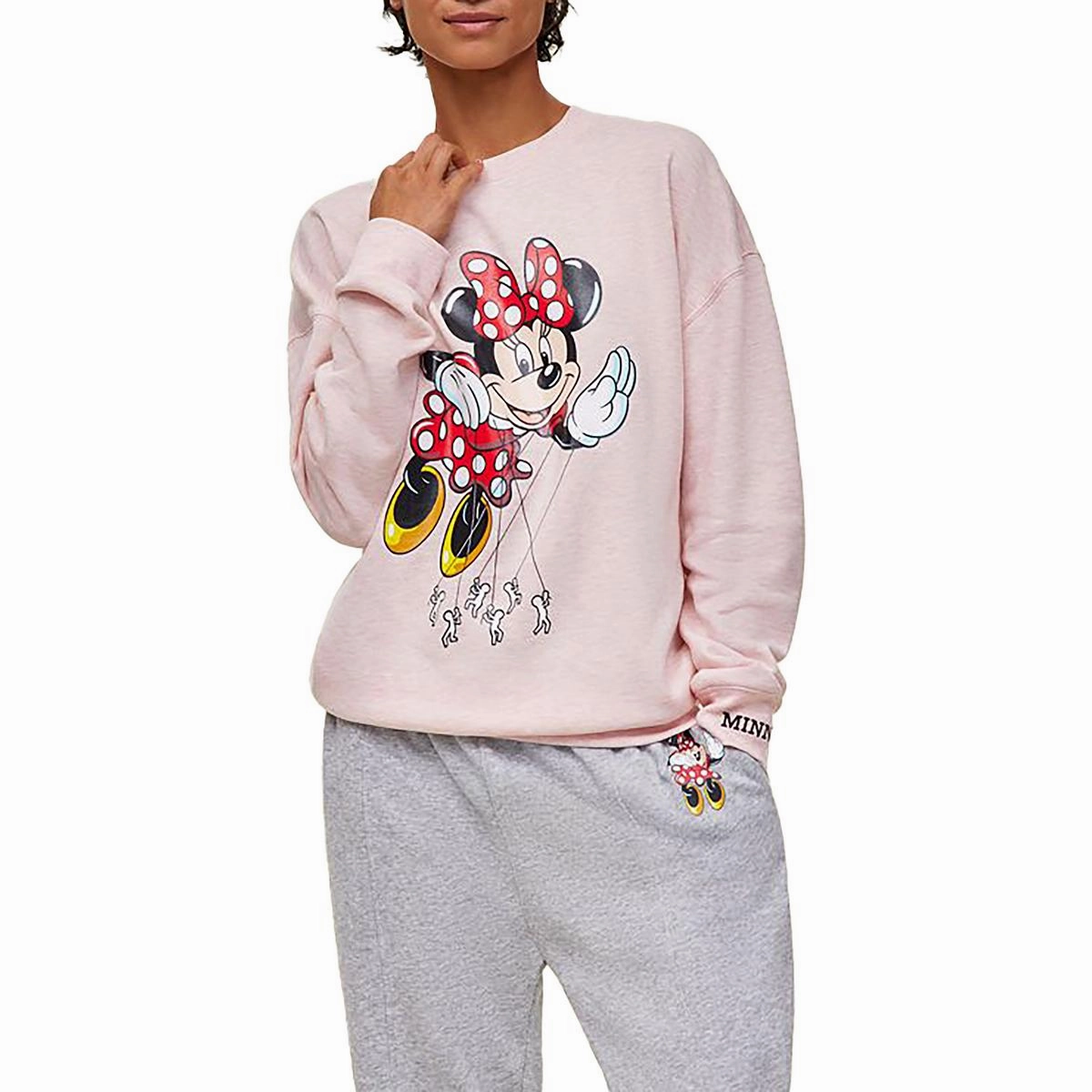 Minnie Mouse Balloon Womens Graphic Cotton Crewneck Sweater Light Knitwear Snuggly Design