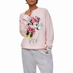 Minnie Mouse Balloon Womens Graphic Cotton Crewneck Sweater Light Knitwear Snuggly Design