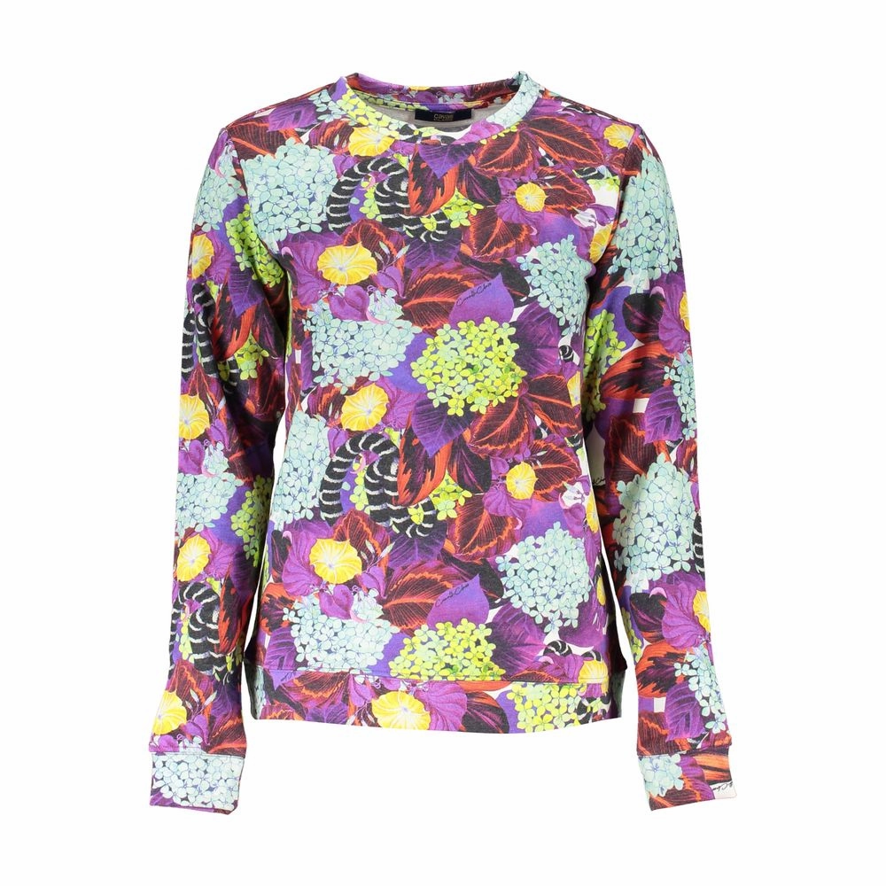 Side Slit Design Cavalli Class Elegant Crew Neck Women's Sweater