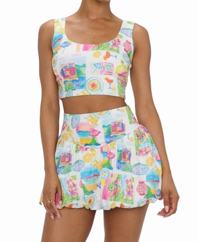 Recycled Polyester Blend fitness enthusiasts Celeste Playful Skort In Amalfi Coast Linen