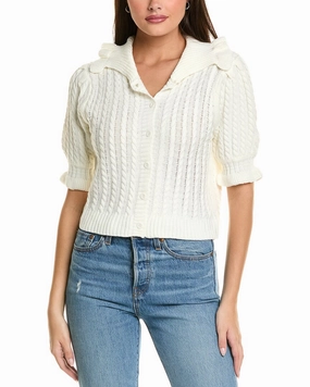 CELESTINE SEI Ruffle Collar Cardigan Compression Fit Technology