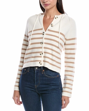Central Park West Dickey Hooded Cardigan V neck Soft Interior