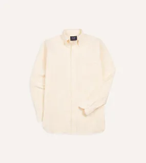 Yellow Ticking Stripe Cotton Oxford Cloth Button-Down Shirt Cocktail Party Moisture wicking