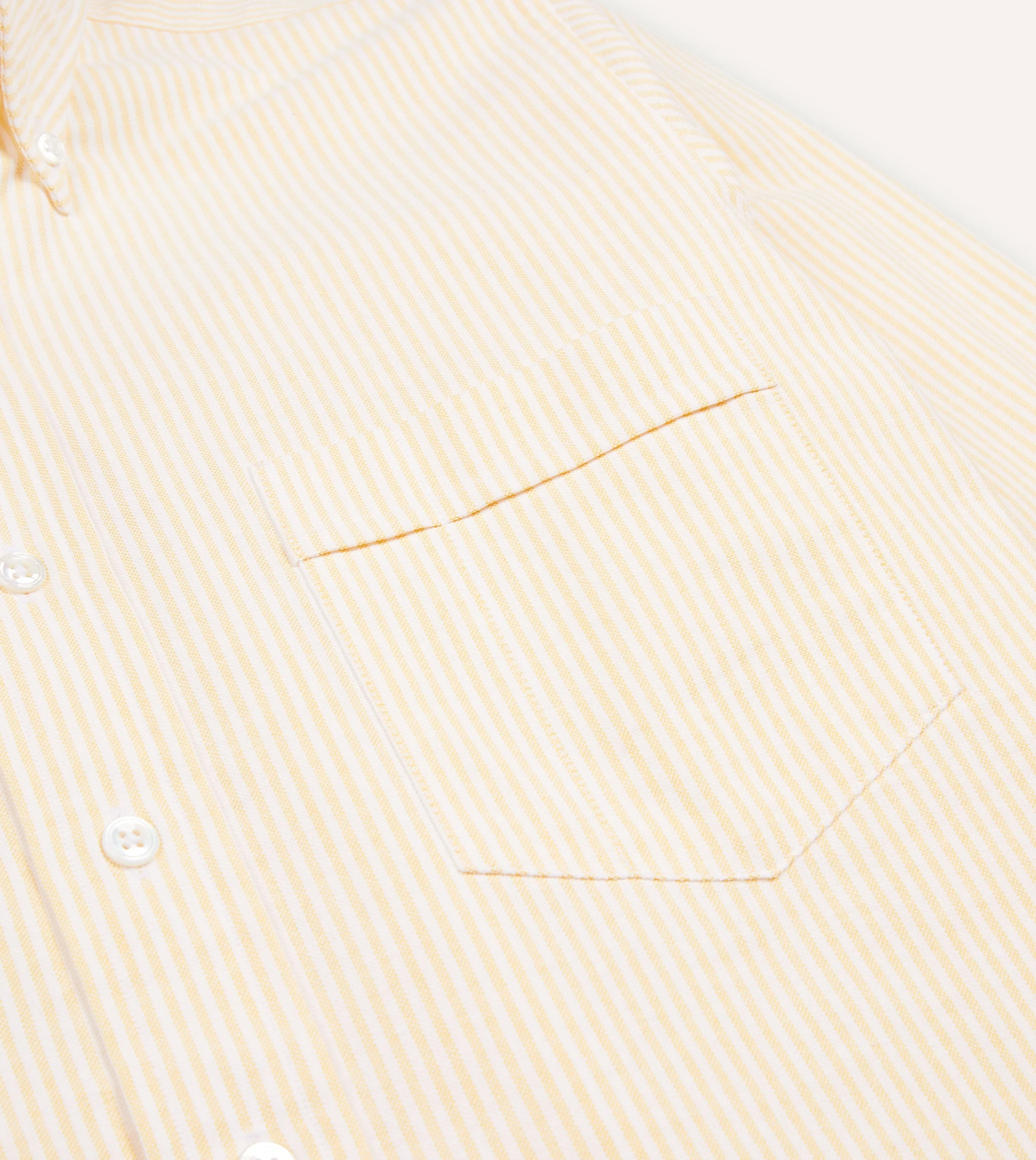 High-End Finish Trendsetting Design Yellow Ticking Stripe Cotton Oxford Cloth Button-Down Shirt