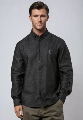 Breathable Lining Travel-friendly CHAMBRAY BUTTON DOWN SHIRT CHARCOAL