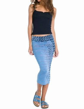 Chambray Stripe Midi Pencil Skirt In Diagonal Butterfly Wash Outdoor Outfit Vibrant color