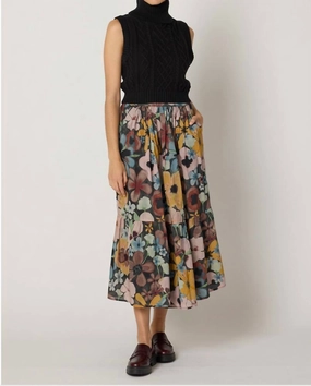 Charlene Ankle Skirt In Multicolor Sheer Overlay