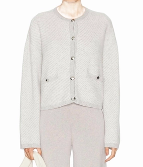 Charlene Jacket In Foggy & Gardenia Fog Classic Knit Luxury Fiber Blend