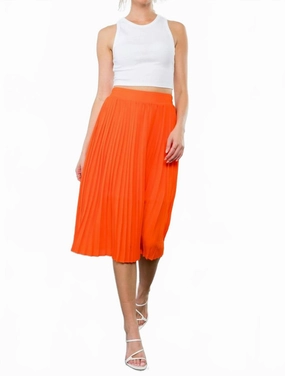 Soft Combo Cheerful Pleats Skirt In Orange