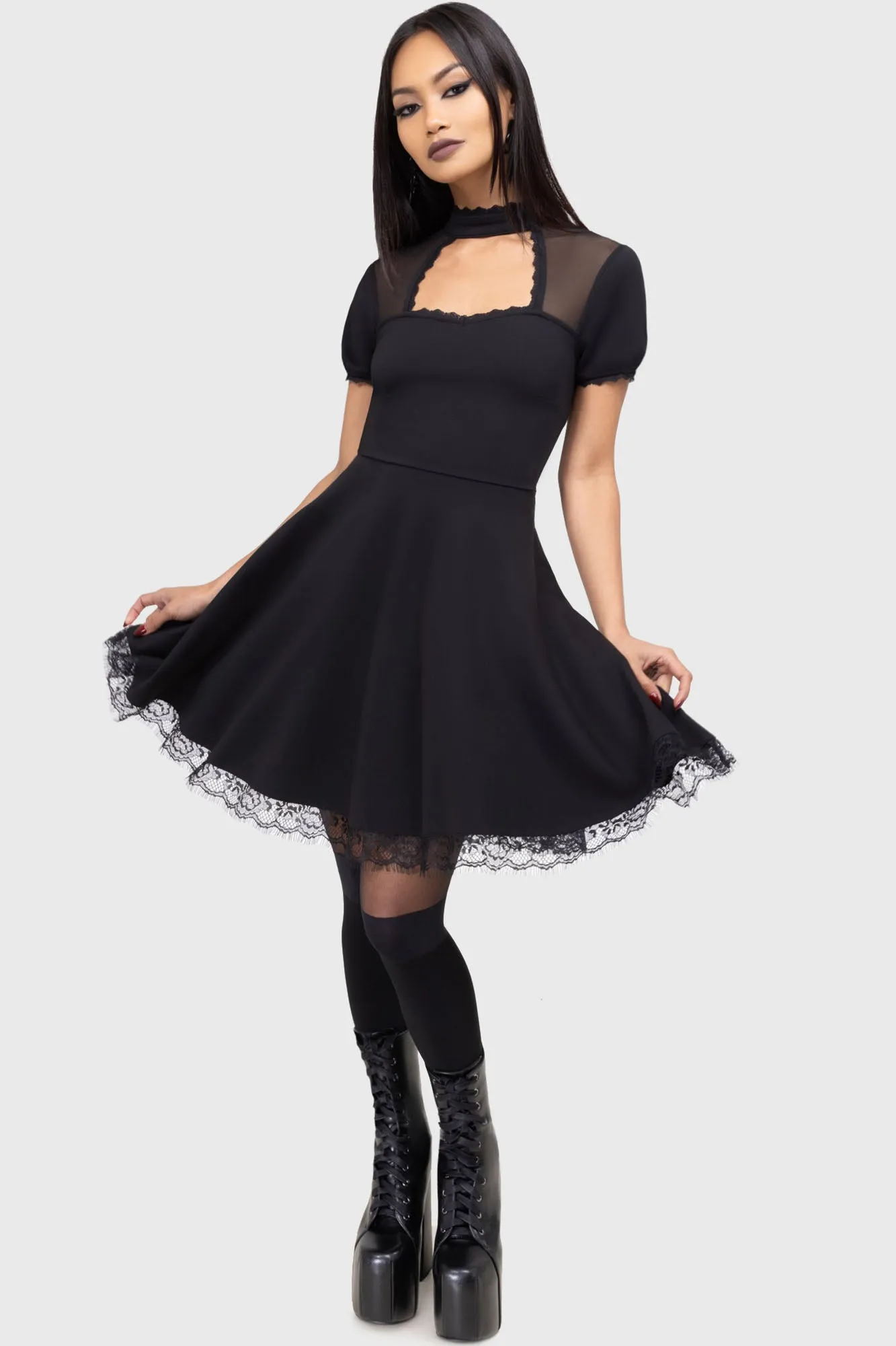 Night Party Sleek Wear Draculana Skater Dress [B]