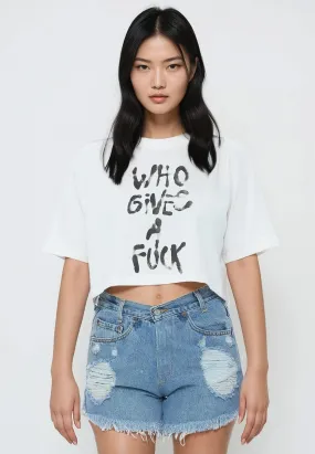 WHO GIVES A FUCK CROP TOP WHITE Work efficiency