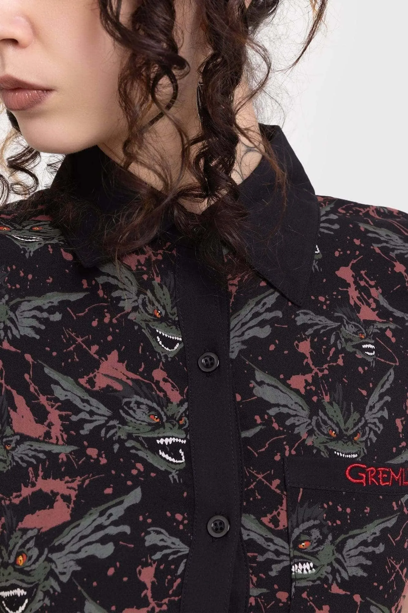 Silk Flow Flow Line The Gremlins Are Coming Shirt Dress