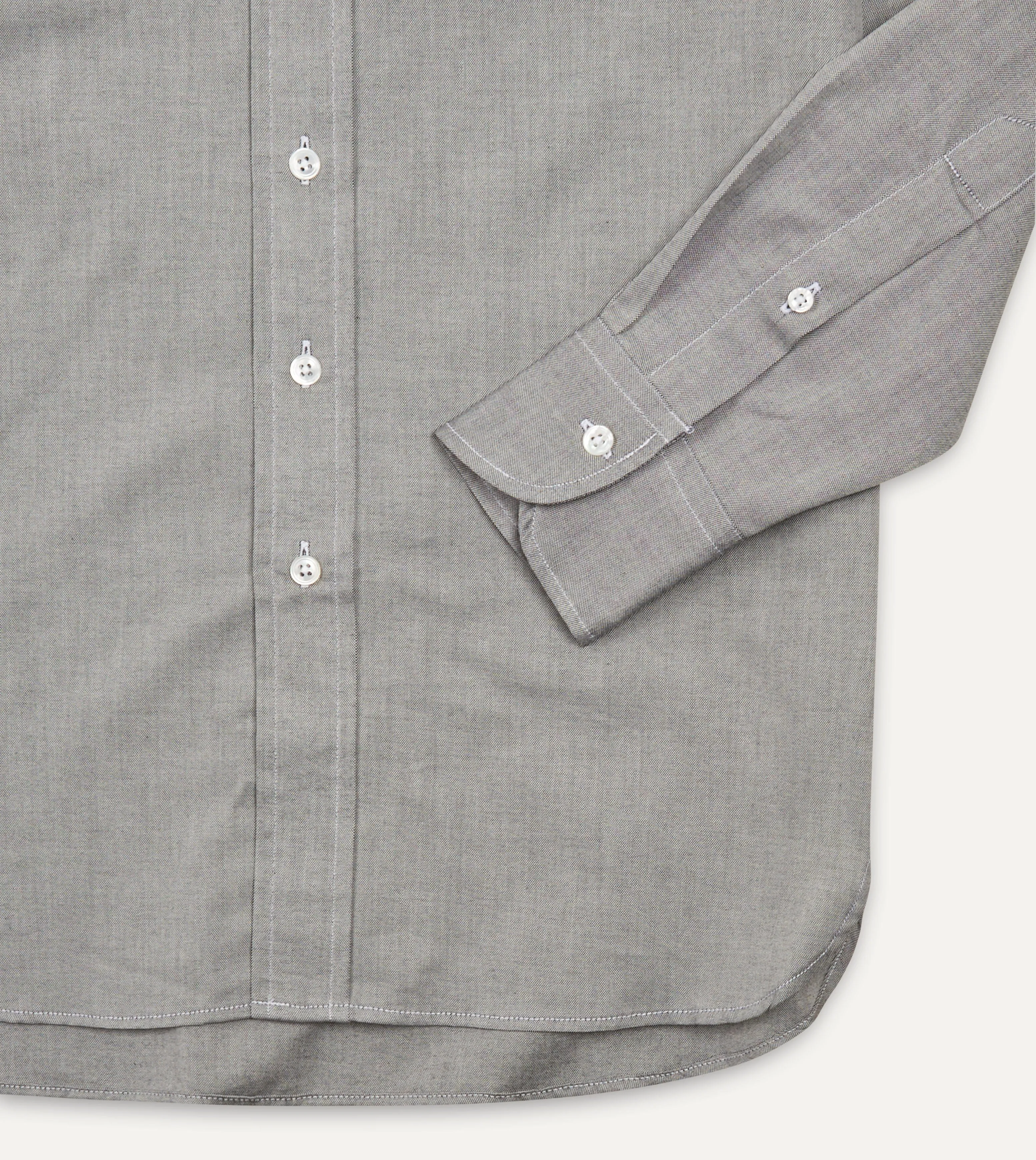 Soft Texture Grey Pinpoint Oxford Cotton Cloth Button-Down Shirt