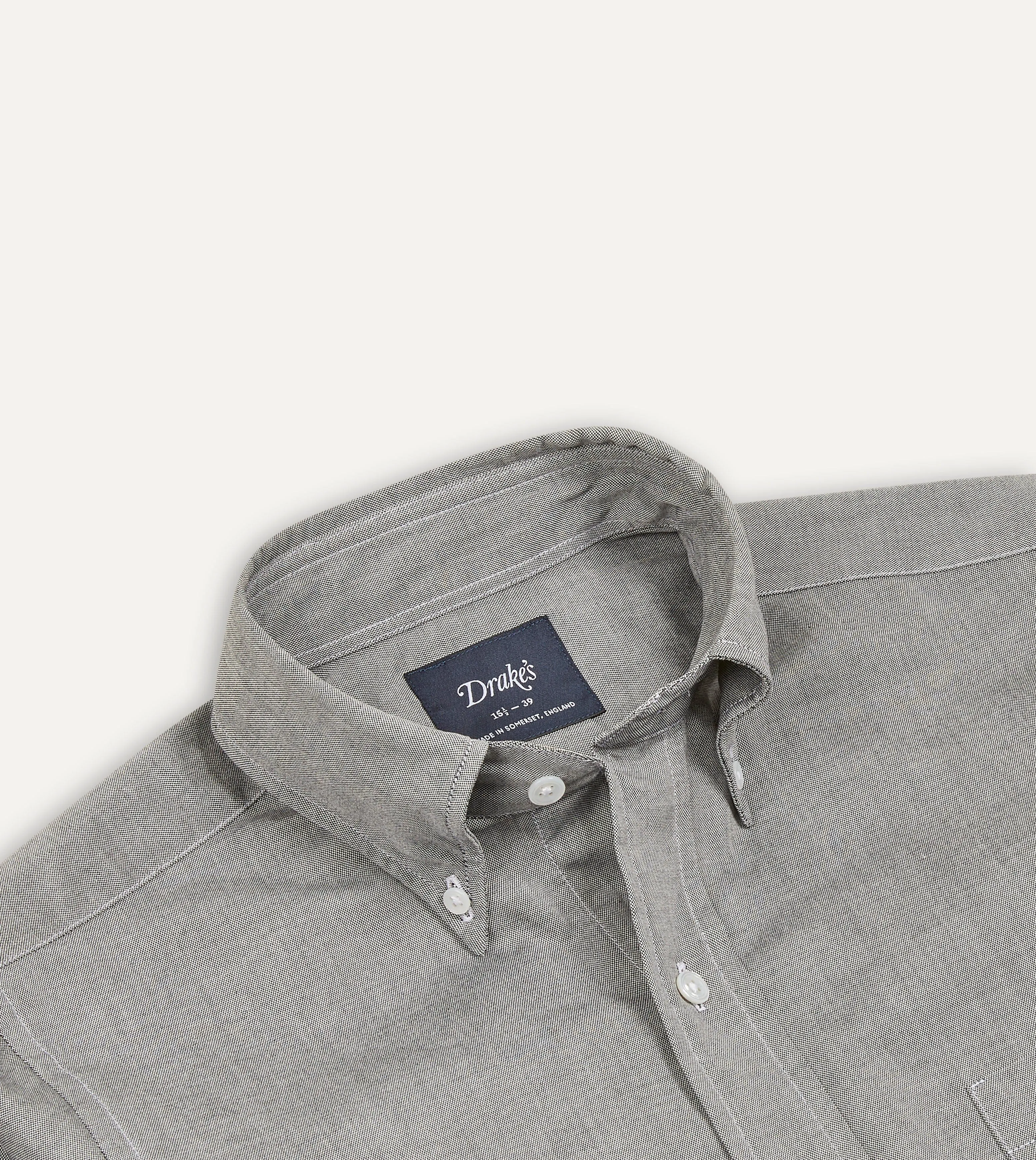 Grey Pinpoint Oxford Cotton Cloth Button-Down Shirt Stretchable Material High-Quality Fabric