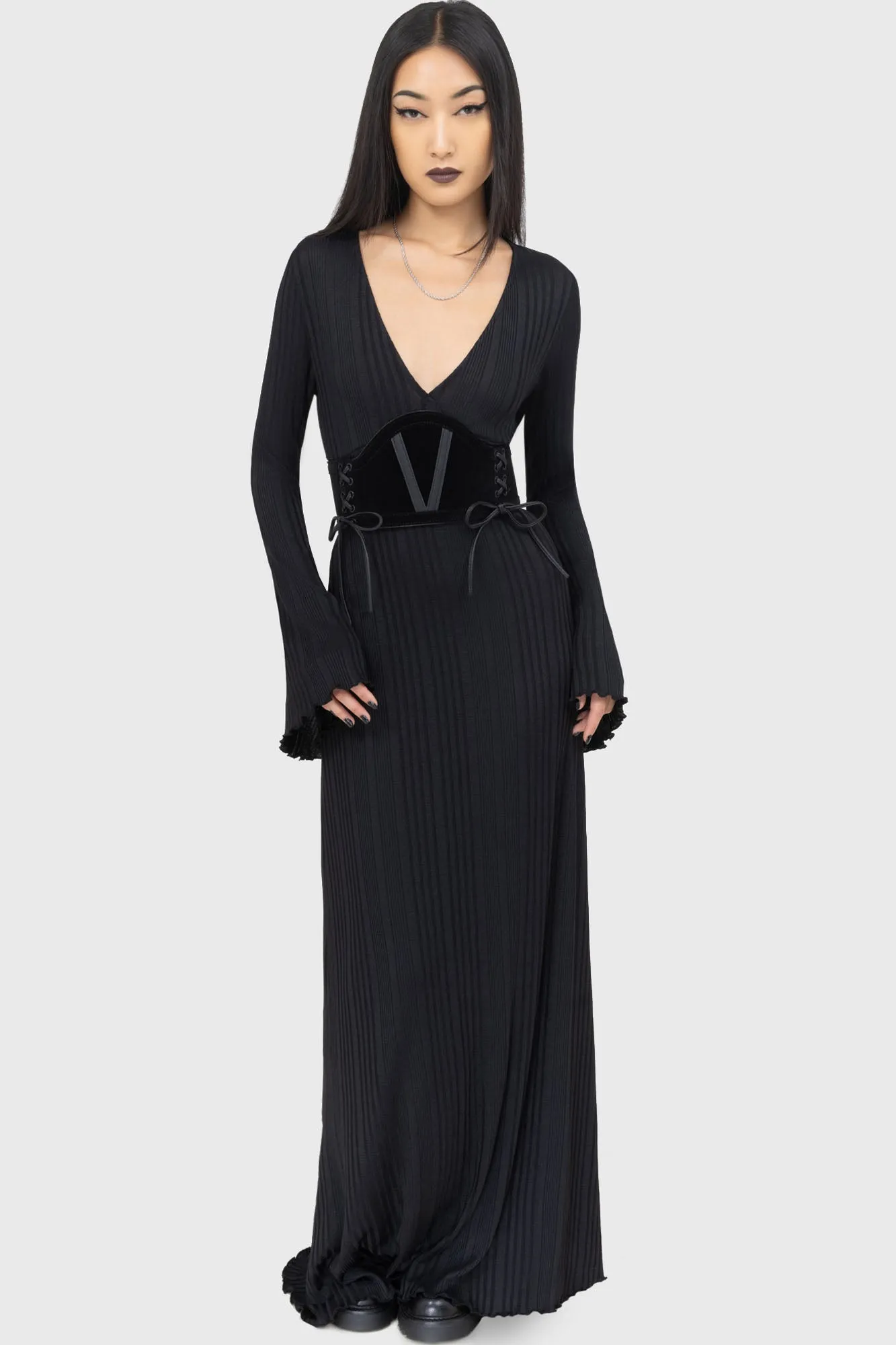 Endless Night Maxi Dress Curve-Enhancing Tassel-Detail
