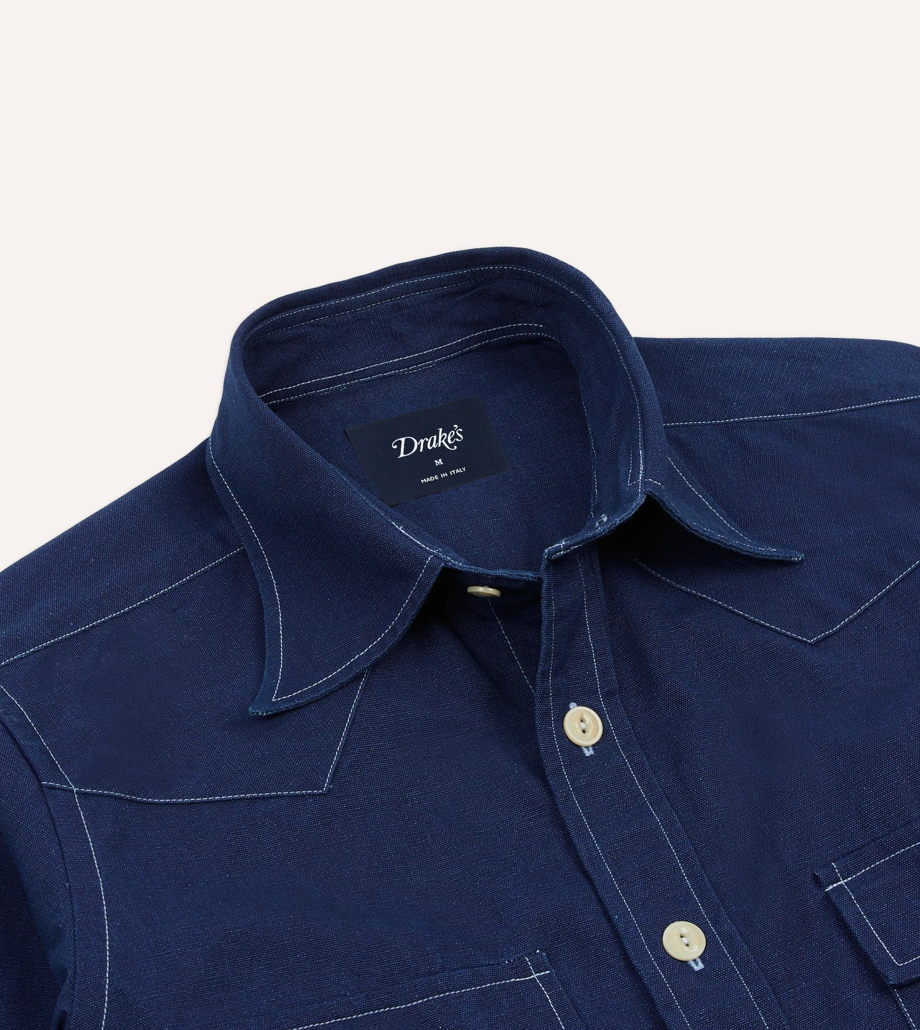 Social Meetup Indigo Canvas Two-Pocket Western Shirt