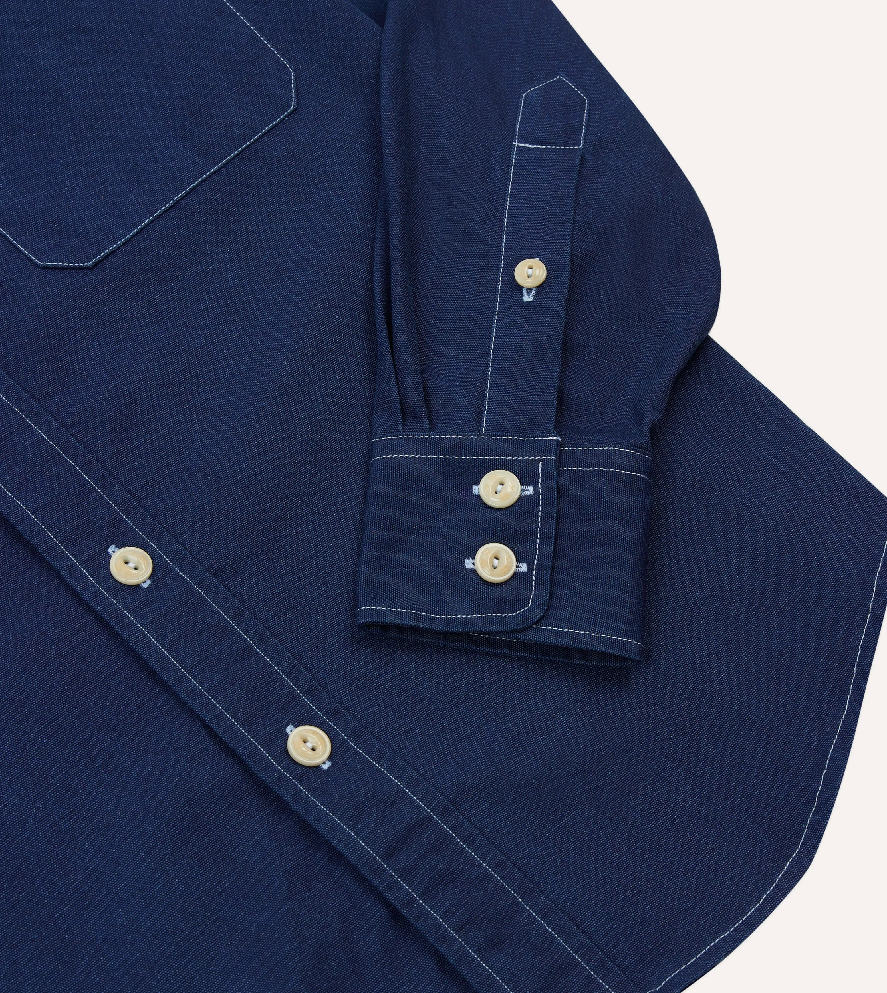 Indigo Canvas Two-Pocket Western Shirt Roomy Cut