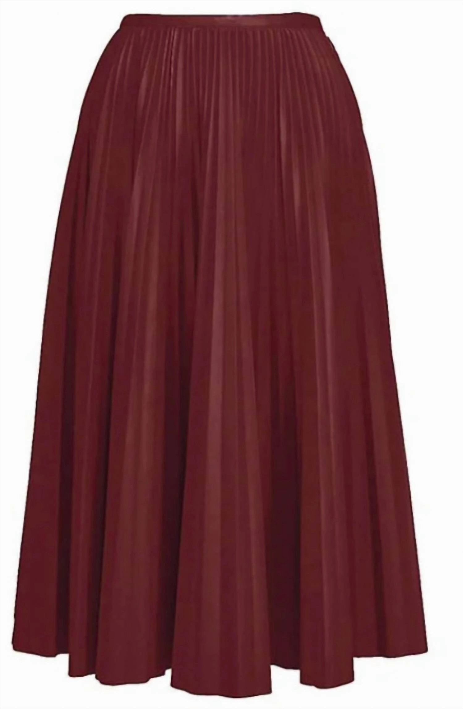 Day Ready Faux Leather Plisse Skirt In Oxtail