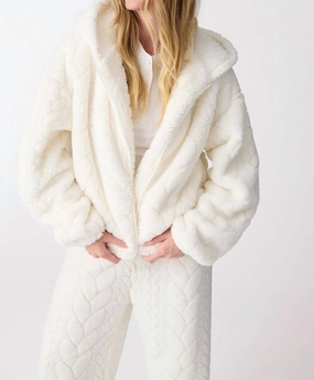 Everyday Layers Fashion Ready Lets Get Cozy Hooded Jacket In Ivory