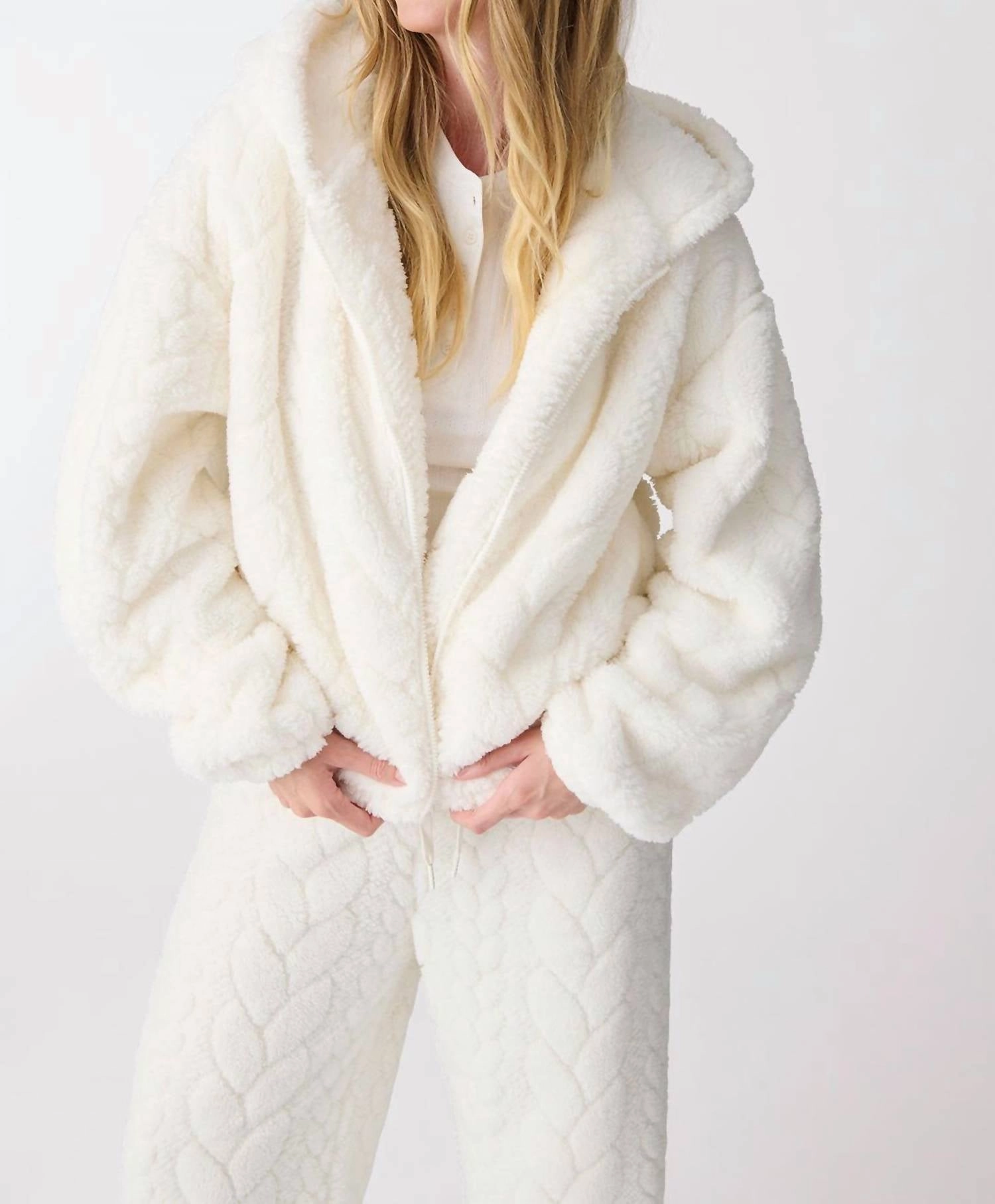 Everyday Layers Fashion Ready Lets Get Cozy Hooded Jacket In Ivory