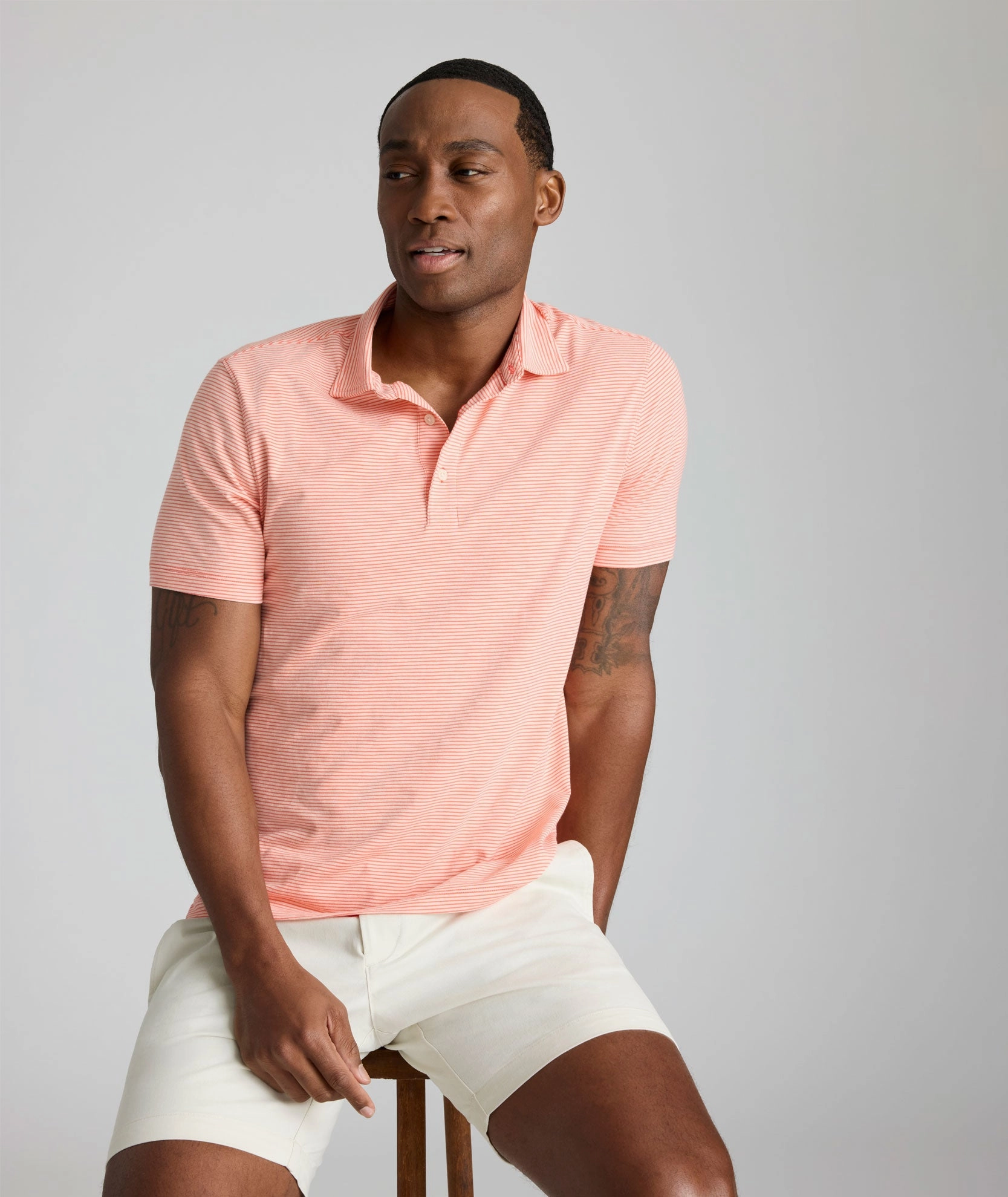 Jersey Slub Polo TwoTone Fabric Blend Ribbed Cuff Design