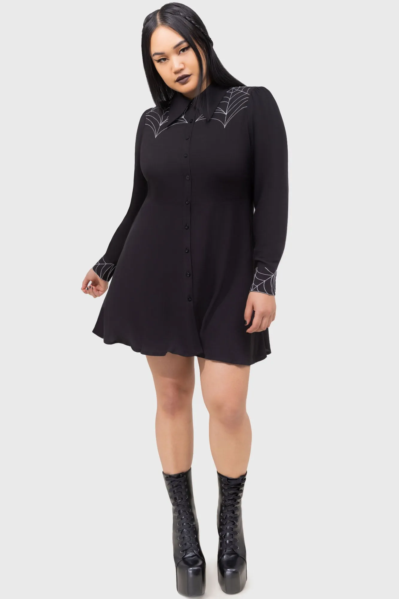 Sage Detail Spider Swinger Dress
