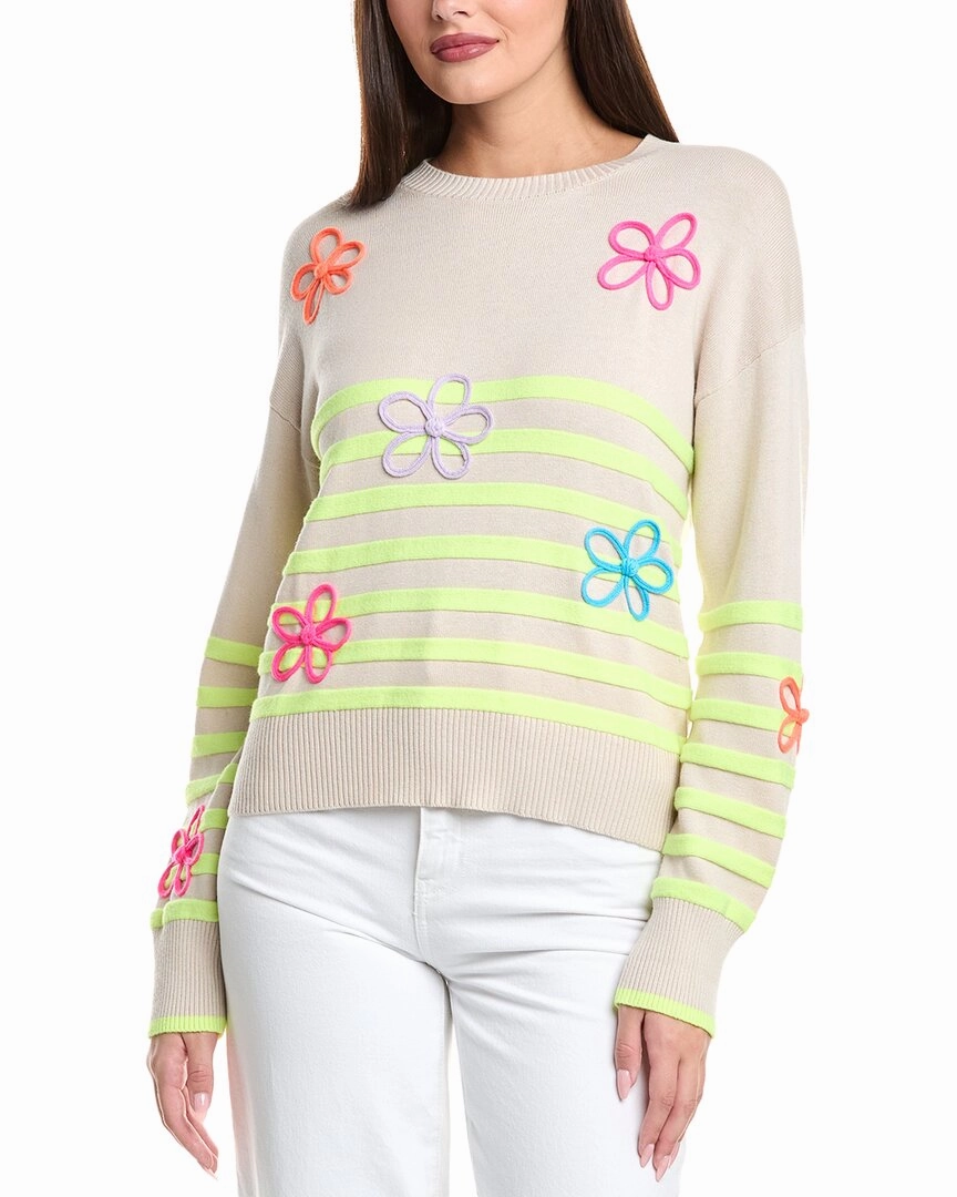 Hygroscopic Fiber Blend Effortless Layering WISPR Violet Floral Stripe Silk-Blend Sweater