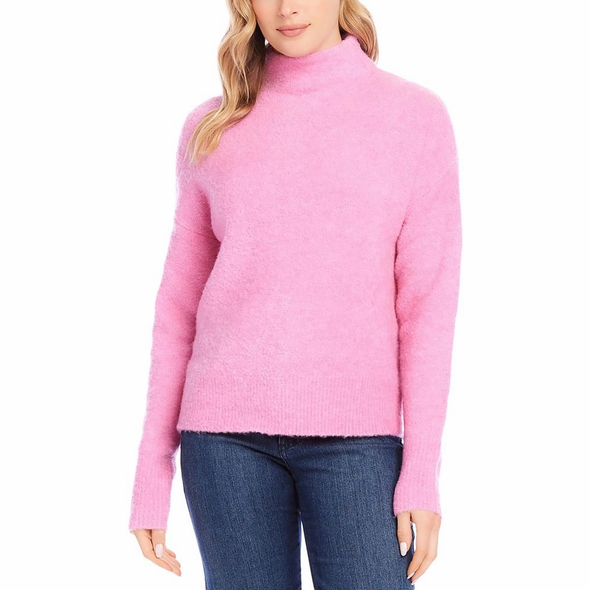 Womens Solid Knit Mock Turtleneck Sweater Recycled Material Blend Anti Static Finish