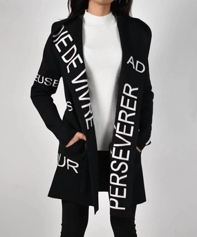 Knit Cover-Up In Black / Off White Zero Waste Production