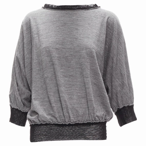 Lanvin wool cashmere mesh trim batwing sweater Knitted Layering Low Impact Production